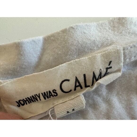 Johnny Was Calme Medium Bamboo Organic Cotton Flared Sleeves Fringe Boho - Picture 4 of 6